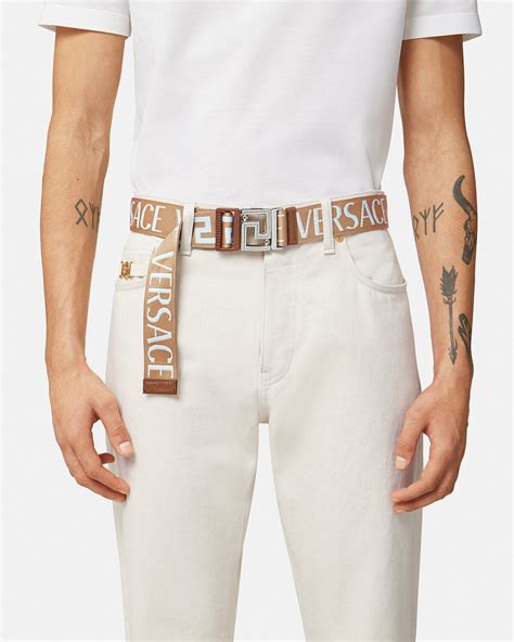 versace belt instant reversabl|Versace Allover Reversible Belt Beige .